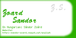 zoard sandor business card